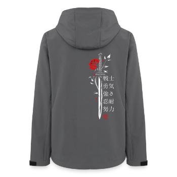 Schwert Rose Japan Schriftzeichen Ästhetik - Frauen Recycelte Softshelljacke von Stanley/Stella - Anthrazit - Hinten - AI Model Female 172 light (172cm)