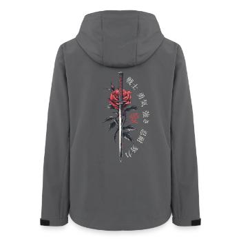 Japan Characters Sword Rose Gift - Women’s Recycled Softshell Jacket by Stanley/Stella - anthracite - Back - AI Model Female 172 light (172cm)