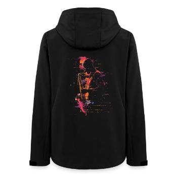 Saxophonist Synthwave - Frauen Recycelte Softshelljacke von Stanley/Stella - Schwarz - Hinten - AI Model Female 172 light (172cm)
