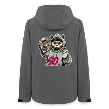 90 Ghetto Blaster British Shorthair chat cadeau - Veste softshell femme recyclée Stanley/Stella - charbon - Dos - AI Model Female 172 light (172cm)