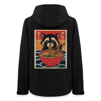 Kawaii Raccoon Ramen Funny Japanese Anime - Women’s Recycled Softshell Jacket by Stanley/Stella - black - Back - AI Model Female 172 light (172cm)