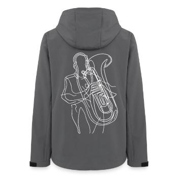 Dessin au trait du joueur de tuba - Veste softshell femme recyclée Stanley/Stella - charbon - Dos - AI Model Female 172 light (172cm)