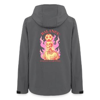 Balance & Flames – Football Art with Skull - Women’s Recycled Softshell Jacket by Stanley/Stella - anthracite - Back - AI Model Female 172 light (172cm)