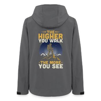 Design for hikers, mountaineers, nature lovers - Women’s Recycled Softshell Jacket by Stanley/Stella - anthracite - Back - AI Model Female 172 light (172cm)