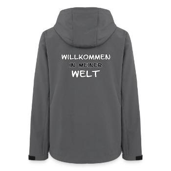 Bienvenue dans mon monde en disant - Veste softshell femme recyclée Stanley/Stella - charbon - Dos - AI Model Female 172 light (172cm)