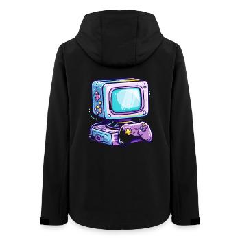 Gaming PC Comic Style - Women’s Recycled Softshell Jacket by Stanley/Stella - black - Back - AI Model Female 172 light (172cm)