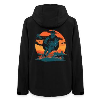 Lacrosse Spieler Grafik - Frauen Recycelte Softshelljacke von Stanley/Stella - Schwarz - Hinten - AI Model Female 172 light (172cm)