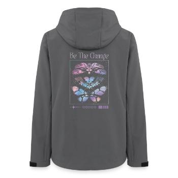 Soyez le changement – Transformation du papillon - Veste softshell femme recyclée Stanley/Stella - charbon - Dos - AI Model Female 172 light (172cm)