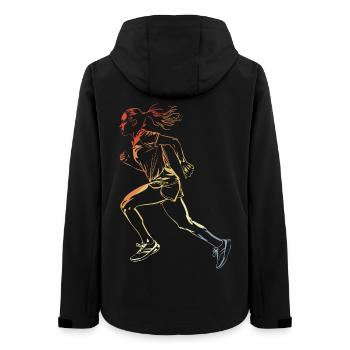 Läuferin Zeichnung Retro-Stil - Frauen Recycelte Softshelljacke von Stanley/Stella - Schwarz - Hinten - AI Model Female 172 light (172cm)