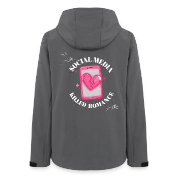 Social Media Killed Romance - Women’s Recycled Softshell Jacket by Stanley/Stella - anthracite - Back - AI Model Female 172 light (172cm)