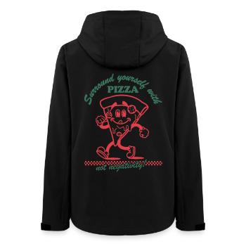 Pizza & Positivity – Kein Platz für Negativität - Frauen Recycelte Softshelljacke von Stanley/Stella - Schwarz - Hinten - AI Model Female 172 light (172cm)