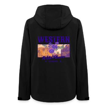 Western Wildflower – Retro Country Ästhetik - Frauen Recycelte Softshelljacke von Stanley/Stella - Schwarz - Hinten - AI Model Female 172 light (172cm)