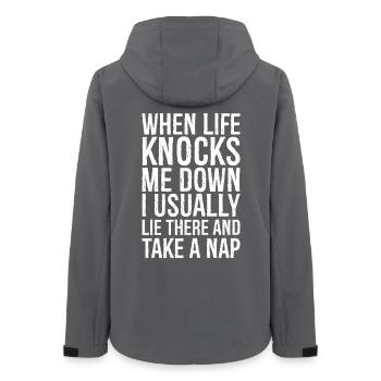when life knocks me down I usually lie there - Women’s Recycled Softshell Jacket by Stanley/Stella - anthracite - Back - AI Model Female 172 light (172cm)