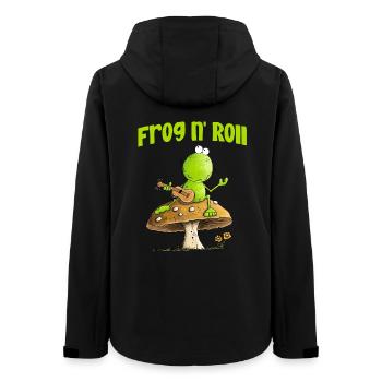 Frosch Mit Aktustik Gitarre Cottagecore Pilz - Frauen Recycelte Softshelljacke von Stanley/Stella - Schwarz - Hinten - AI Model Female 172 light (172cm)