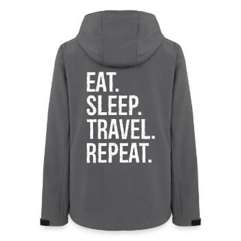 Eat Sleep Travel Repeat - Women’s Recycled Softshell Jacket by Stanley/Stella - anthracite - Back - AI Model Female 172 light (172cm)