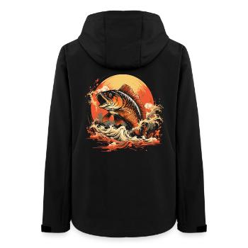 Fishing Illustration - Women’s Recycled Softshell Jacket by Stanley/Stella - black - Back - AI Model Female 172 light (172cm)