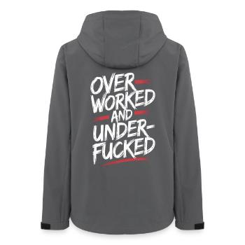 Ausgefallener, überarbeiteter und unterfickter Graffiti-Stil - Frauen Recycelte Softshelljacke von Stanley/Stella - Anthrazit - Hinten - AI Model Female 172 light (172cm)