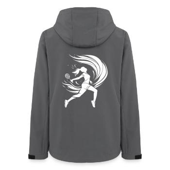 Dessin d’un joueur de badminton - Veste softshell femme recyclée Stanley/Stella - charbon - Dos - AI Model Female 172 light (172cm)