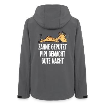 Funny Giraffe Teeth Brushed Good Night Saying - Women’s Recycled Softshell Jacket by Stanley/Stella - anthracite - Back - AI Model Female 172 light (172cm)