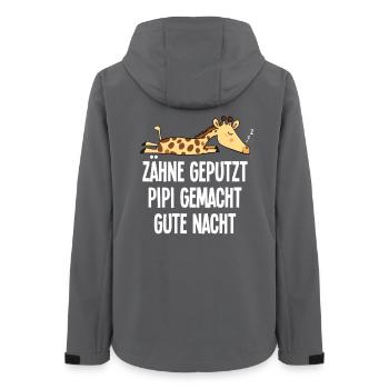 Sleeping Motif Funny Giraffe Teeth Brushed Saying - Women’s Recycled Softshell Jacket by Stanley/Stella - anthracite - Back - AI Model Female 172 light (172cm)