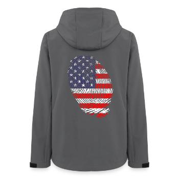Empreintes digitales du drapeau américain - Veste softshell femme recyclée Stanley/Stella - charbon - Dos - AI Model Female 172 light (172cm)