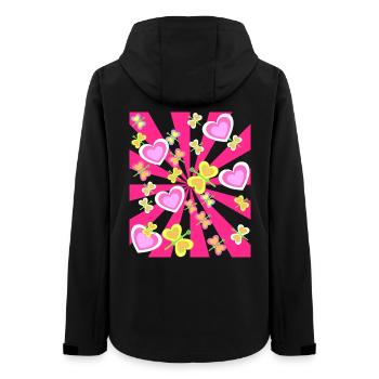 Retro Sommer Sommerzeit Herz Herzen Geburtstag - Frauen Recycelte Softshelljacke von Stanley/Stella - Schwarz - Hinten - AI Model Female 172 light (172cm)