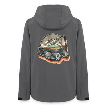 Vintage Summer Retro Disco Graphic Design Roller Skate - Women’s Recycled Softshell Jacket by Stanley/Stella - anthracite - Back - AI Model Female 172 light (172cm)