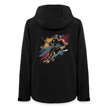 Eishockeyspieler Grafik - Frauen Recycelte Softshelljacke von Stanley/Stella - Schwarz - Hinten - AI Model Female 172 light (172cm)