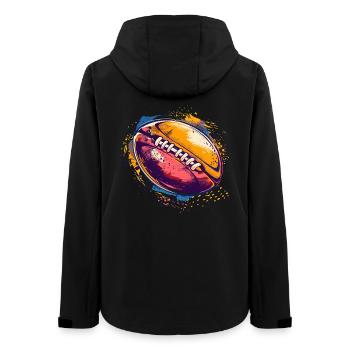 Rugby Ball Street Art - Women’s Recycled Softshell Jacket by Stanley/Stella - black - Back - AI Model Female 172 light (172cm)