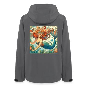 Mermaid Mermaid Red Hair Art Nouveau Gift - Women’s Recycled Softshell Jacket by Stanley/Stella - anthracite - Back - AI Model Female 172 light (172cm)