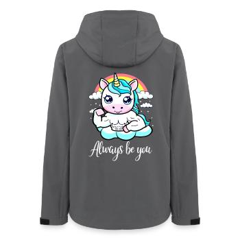 Einhorn Gym Motivation - Always Be You - Frauen Recycelte Softshelljacke von Stanley/Stella - Anthrazit - Hinten - AI Model Female 172 light (172cm)