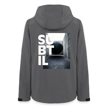 Weightlessness, subtle black and white, graphic design - Women’s Recycled Softshell Jacket by Stanley/Stella - anthracite - Back - AI Model Female 172 light (172cm)