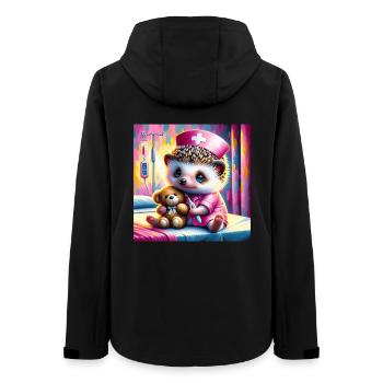 Cute hedgehog in the nursing room - Women’s Recycled Softshell Jacket by Stanley/Stella - black - Back - AI Model Female 172 light (172cm)