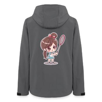 Bande dessinée de joueur de badminton - Veste softshell femme recyclée Stanley/Stella - charbon - Dos - AI Model Female 172 light (172cm)