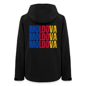 Moldauische Flagge, Moldauischer Stolz - Frauen Recycelte Softshelljacke von Stanley/Stella - Schwarz - Hinten - AI Model Female 172 light (172cm)