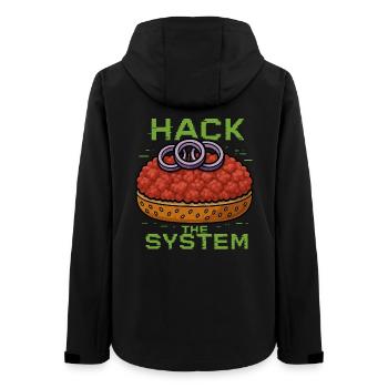 Hack the System – Mettbrötchen Shirt - Gourmett - Frauen Recycelte Softshelljacke von Stanley/Stella - Schwarz - Hinten - AI Model Female 172 light (172cm)