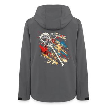 Lacrosse Schläger Streetart - Frauen Recycelte Softshelljacke von Stanley/Stella - Anthrazit - Hinten - AI Model Female 172 light (172cm)