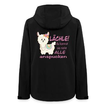 Lama Lächle! lustiger Spruch - Frauen Recycelte Softshelljacke von Stanley/Stella - Schwarz - Hinten - AI Model Female 172 light (172cm)