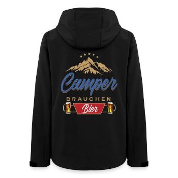 Camper brauchen Bier Campen - Frauen Recycelte Softshelljacke von Stanley/Stella - Schwarz - Hinten - AI Model Female 172 light (172cm)