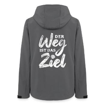 Der Weg ist das Ziel - Camino - Jakobsweg - Pilger - Frauen Recycelte Softshelljacke von Stanley/Stella - Anthrazit - Hinten - AI Model Female 172 light (172cm)