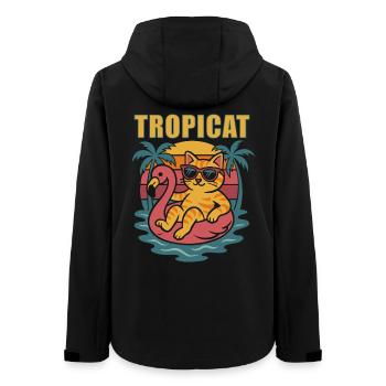 TROPICAT -Funny Summer Cat Design - Women’s Recycled Softshell Jacket by Stanley/Stella - black - Back - AI Model Female 172 light (172cm)