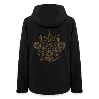 Autel du solstice d’été - Tournesols et pentagramme - Veste softshell femme recyclée Stanley/Stella - noir - Dos - AI Model Female 172 light (172cm)