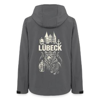 Lübeck Streetvibes - Frauen Recycelte Softshelljacke von Stanley/Stella - Anthrazit - Hinten - AI Model Female 172 light (172cm)