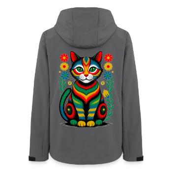 Folk Katze – Bunte Seele der Natur - Frauen Recycelte Softshelljacke von Stanley/Stella - Anthrazit - Hinten - AI Model Female 172 light (172cm)