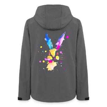 Abstraktes Aquarell-Kaninchen 🐇 - Frauen Recycelte Softshelljacke von Stanley/Stella - Anthrazit - Hinten - AI Model Female 172 light (172cm)