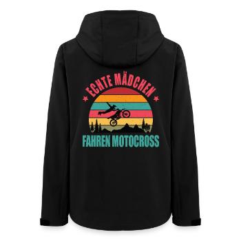 Motocross Geschenk Echte Mädchen Spruch Bikerin - Frauen Recycelte Softshelljacke von Stanley/Stella - Schwarz - Hinten - AI Model Female 172 light (172cm)