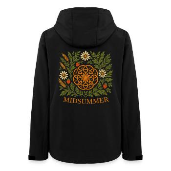 Mittsommer Sommer Mandala - Erdbeeren & Blumen - Frauen Recycelte Softshelljacke von Stanley/Stella - Schwarz - Hinten - AI Model Female 172 light (172cm)