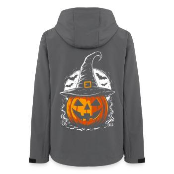 Spooky pumpkin with witch hat & full moon - Women’s Recycled Softshell Jacket by Stanley/Stella - anthracite - Back - AI Model Female 172 light (172cm)