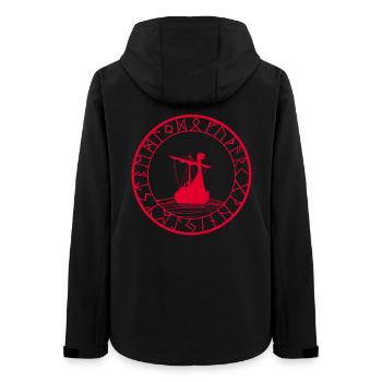 Rotes Wikinger-Langschiff und Kompass - Frauen Recycelte Softshelljacke von Stanley/Stella - Schwarz - Hinten - AI Model Female 172 light (172cm)
