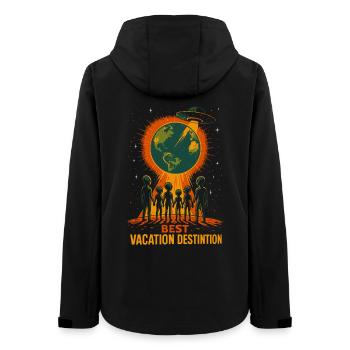 T-shirt d’aventure familiale cosmique - Veste softshell femme recyclée Stanley/Stella - noir - Dos - AI Model Female 172 light (172cm)